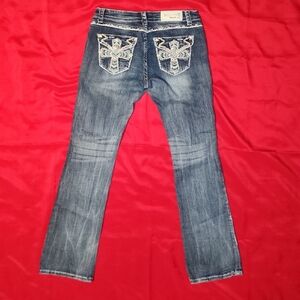 Grace in LA 30x32 Boot Cut Cross Embroidered Women's Jeans New Without Tags